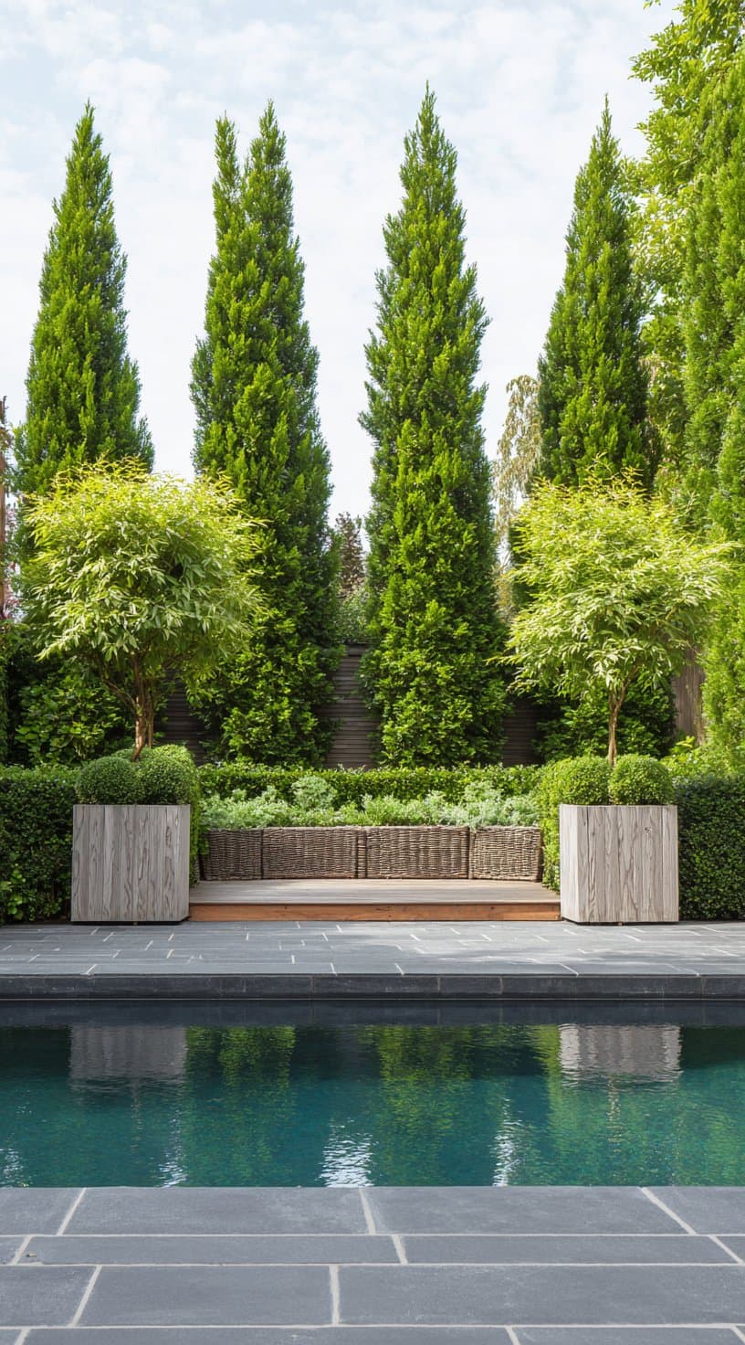 Formal brick path lined with lavender leading to a vine-covered manor